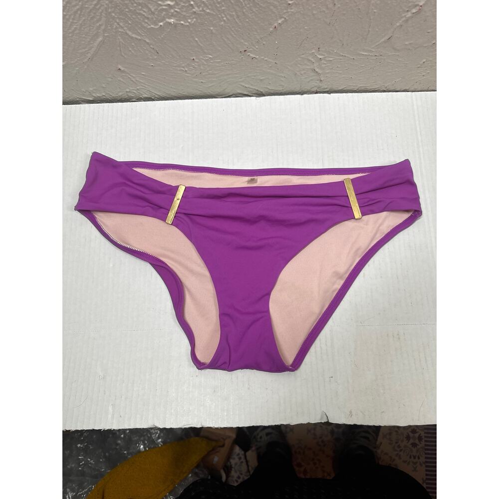 Victoria's Secret Swim Gold Hardware Bikini Bottom Purple Stretch Waist 32